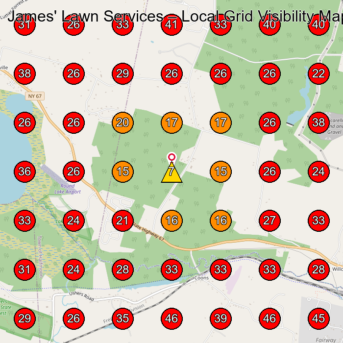 James' Lawn Services GeoGrid visibility map for Lawn Care Service in Burnt Hills